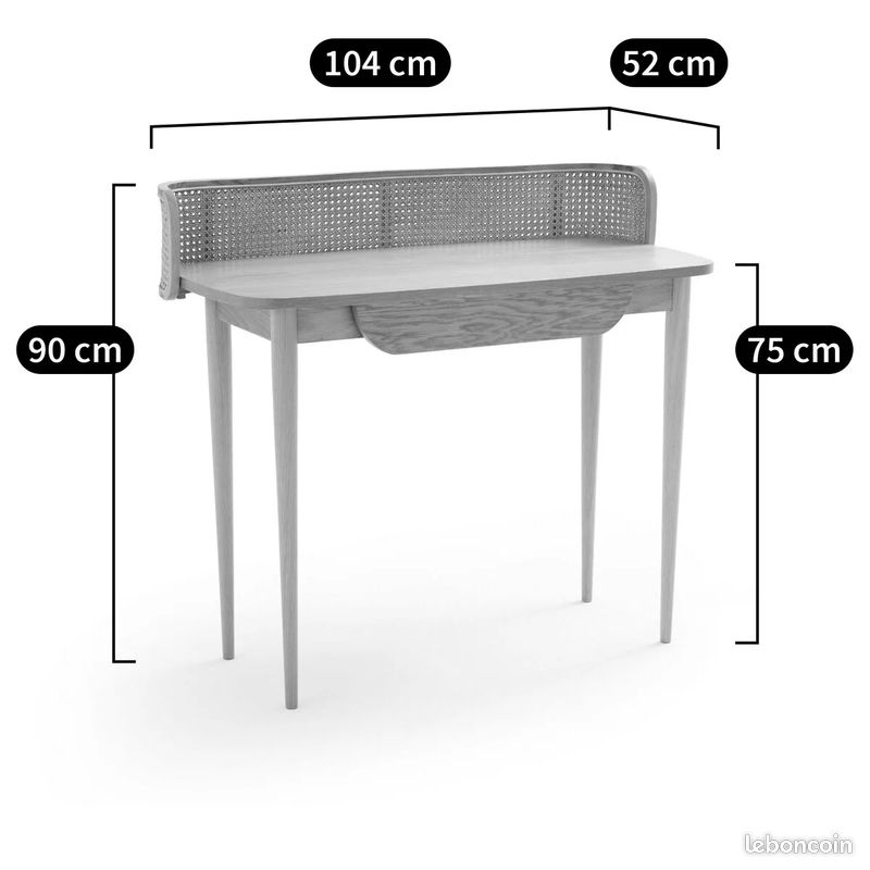 Bureau en cannage, Buisseau, La Redoute Intérieurs - NEUF (image 2)