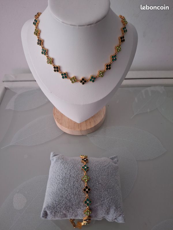 Ensemble bijoux princesse vert acier inoxydable neuf (image 1)