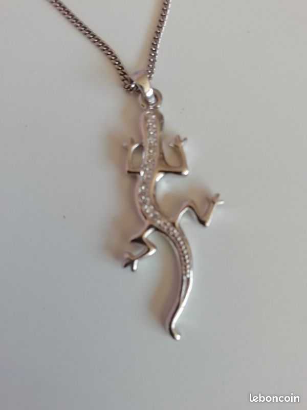 Pendentif Salamandre argent rhodié et Oxyde avec chaîne (image 1)
