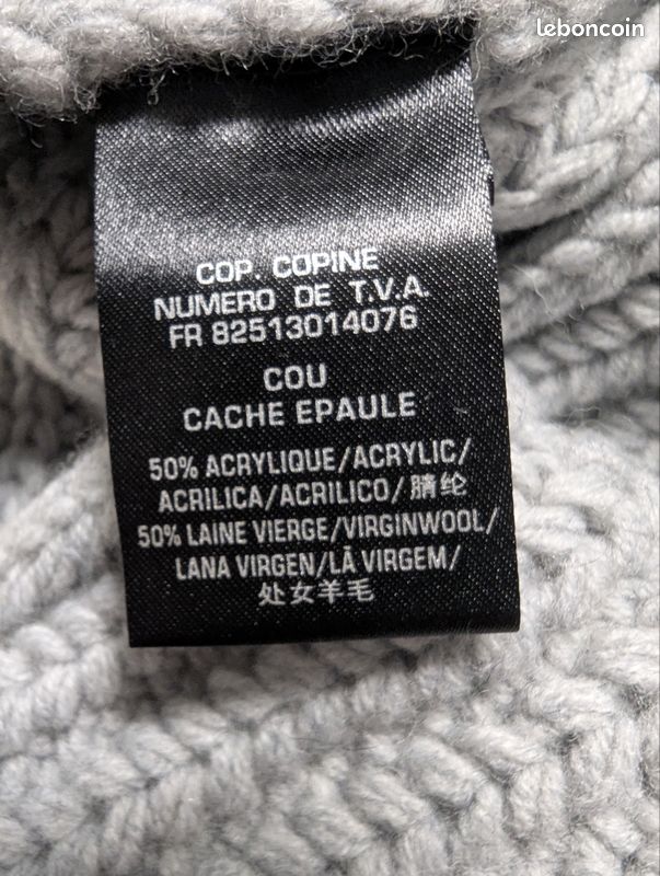 Cache-épaules COP COPINE - Modèle SILKA Gris - Taille L - Neuf Avec étiquette (prix D'origine 79€)