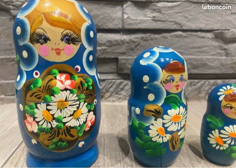 Poupées Russes Matriochka Bleues - Peintes à La Main Par Skomorokhina, Russie