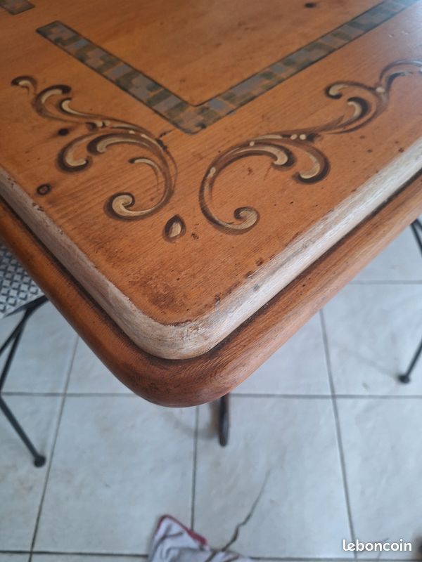 Table plateau bois et pieds en fer Forgé + 6 chaises en fer Forgé (image 8)