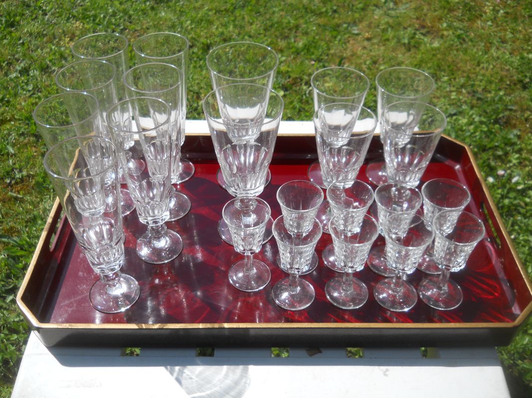 Ensemble de 6 verres vintage à cocktail en verre irisé, 1950