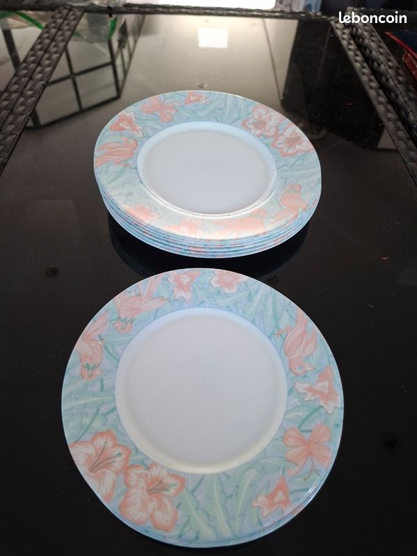 Lot de 6 assiettes plates et 6 assiettes a dessert Arcopal vintage (image 1)