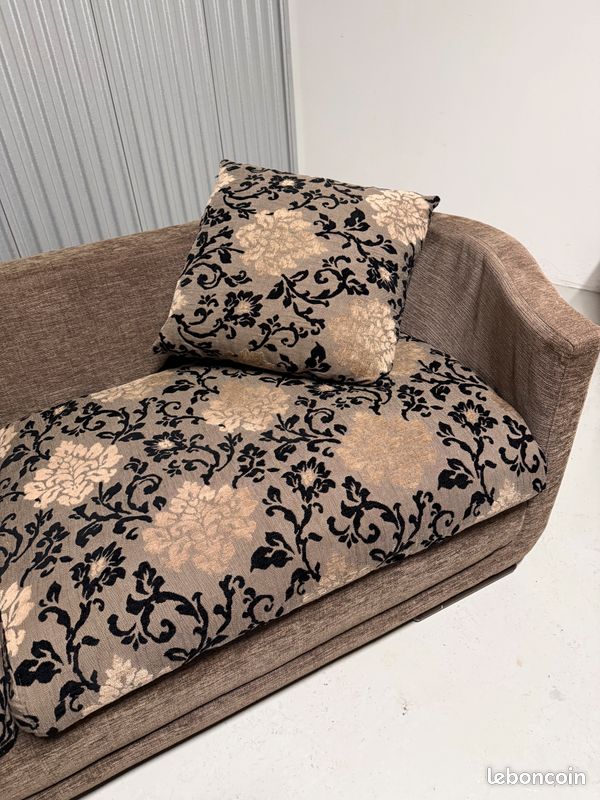 Roche Bobois — Grand canapé 3-4 places, tissu chenille taupe (image 3)
