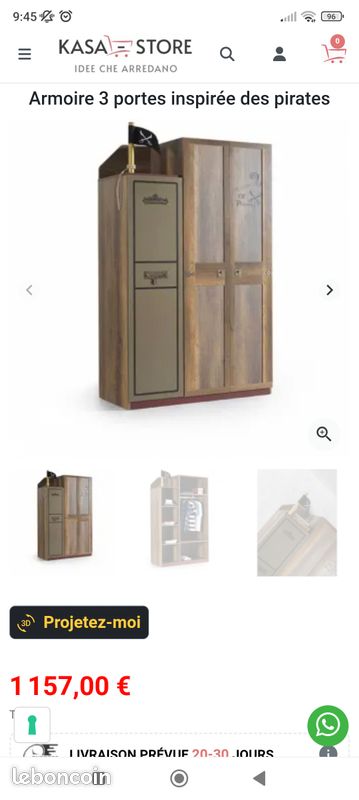 Vends lit bateau et armoire pirate (image 1)