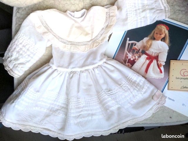Robe Dentelle Brodée Ancienne Pour Poupée Jumeau SFBJ - Excellent état