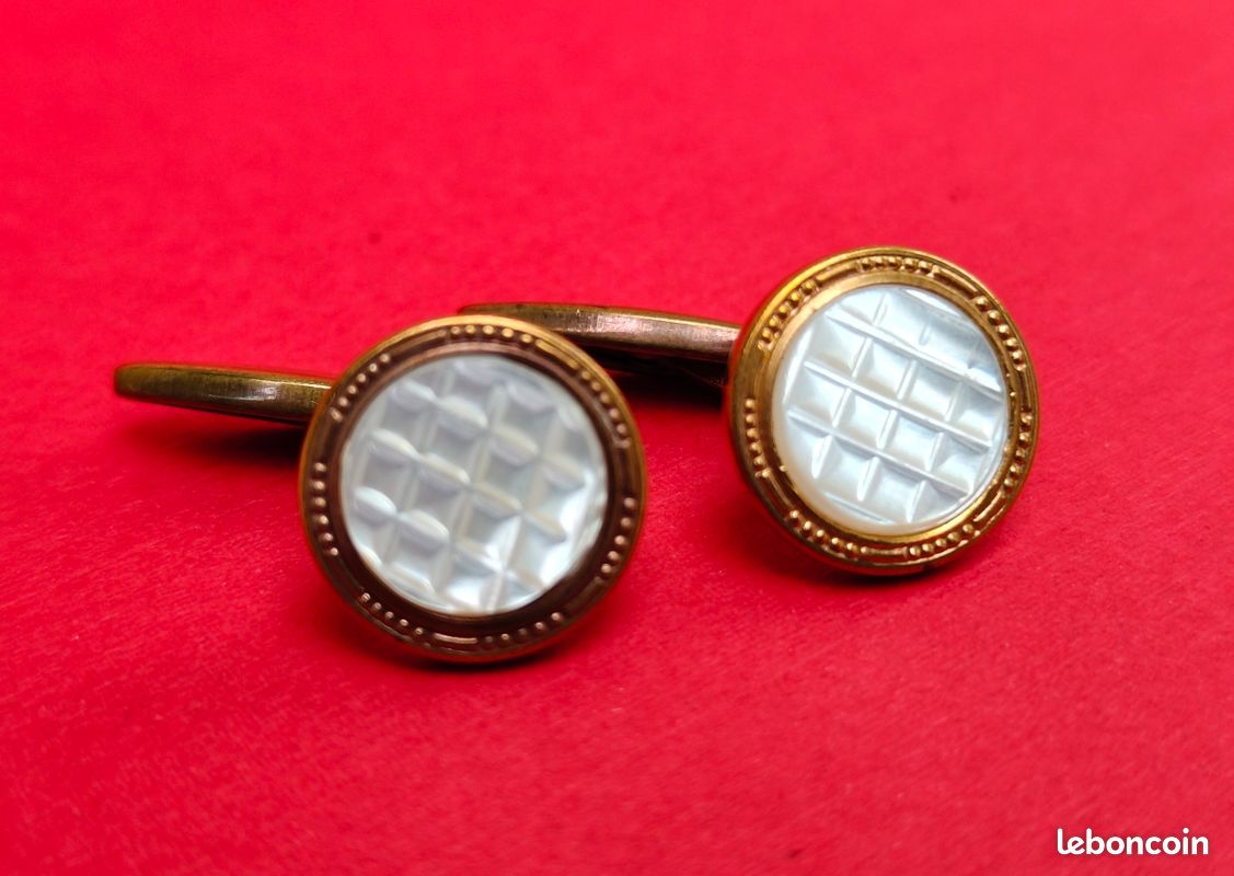 Boutons De Manchette Anciens - Argent Sterling, écriture Asiatique, Occasion