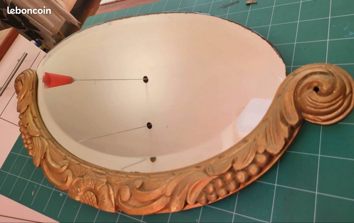 Grand Miroir Ovale Ancien Doré – Style Baroque / Rococo (80cm) (image 4)