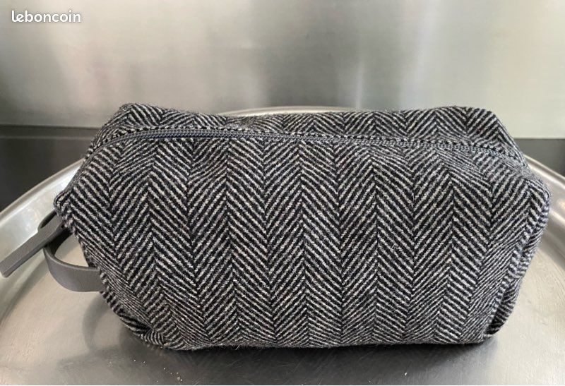 Trousse De Toilette GUERLAIN Vintage En Toile Marron - Pochette Authentique