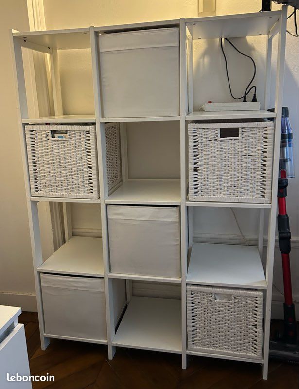Étagère IKEA KALLAX Blanche (3x4 cases) + 6 Paniers de rangement inclus (image 3)