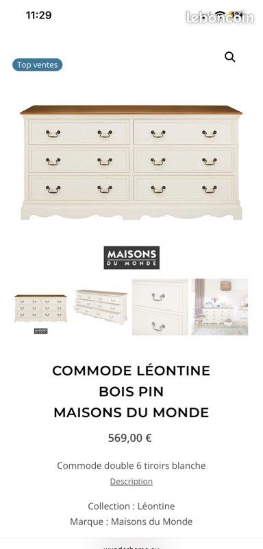 Maison du Monde – Commode Léontine 6 tiroirs – Top Vente – (image 2)