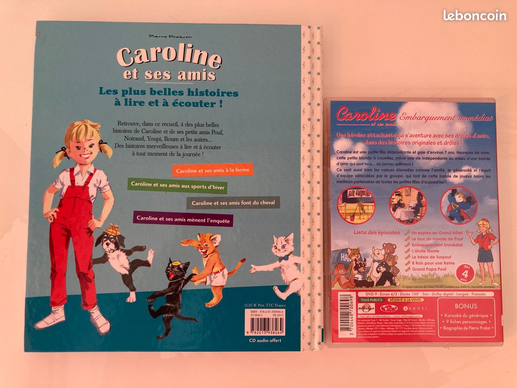 DVD EMBARQUEMENT IMMÉDIAT ET LIVRE CAROLINE ET SES AMIS P PROBST - Caroline à la ferme - aux sports d'hiver - fait du cheval - mène l'enquête - Pierre PROBST HACHETTE (image 2)