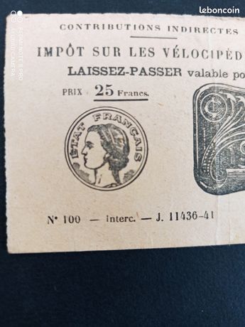 Document Fiscal Ancien – Taxe Sur Les Vélocipèdes – Ardèche 1954 – Vintage