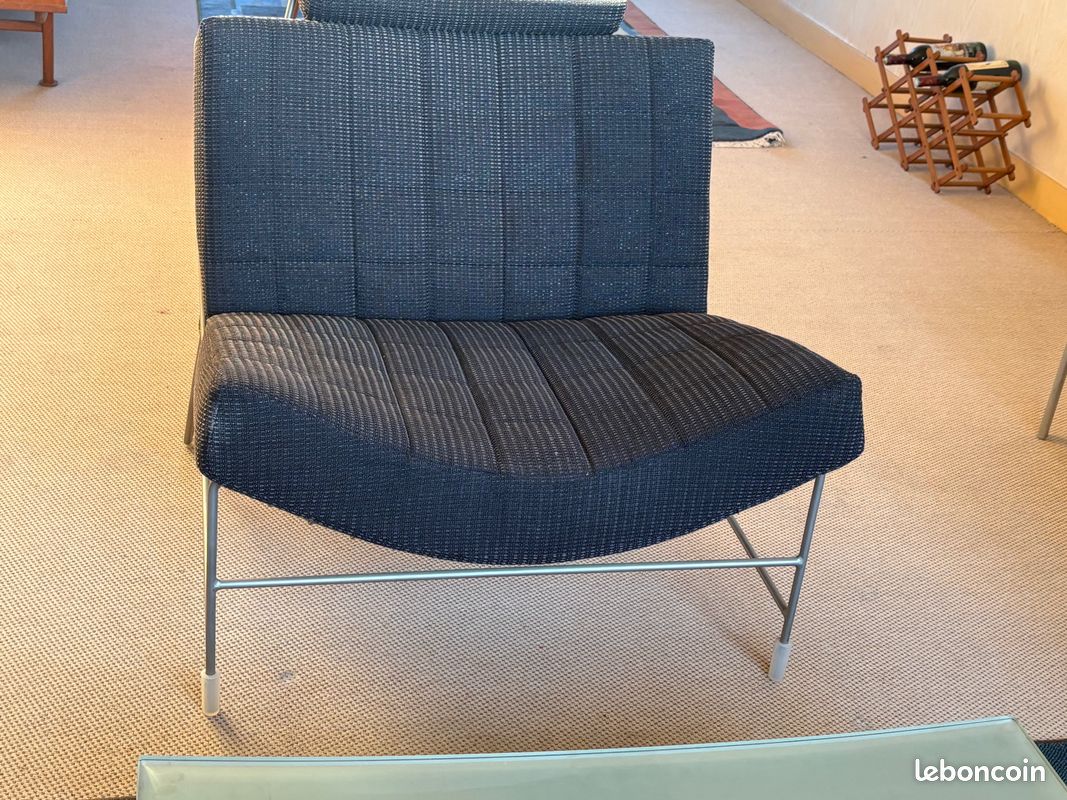 Canapé Cuir Blanc Leolux 2,5 Places - L173/H84/P85 - Pieds Chromés - Excellent état