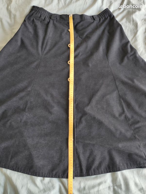 🖤 Jupe midi noire vintage 90's boutonnée 40/42 comme neuve - fabriquée en France – élégance rétro et confort absolu (image 10)