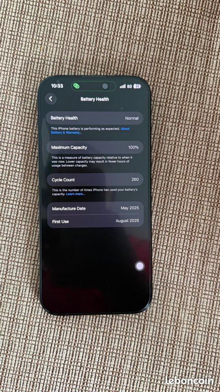 IPhone 16 Pro Max 256 Go – État neuf – Batterie 100% (image 2)