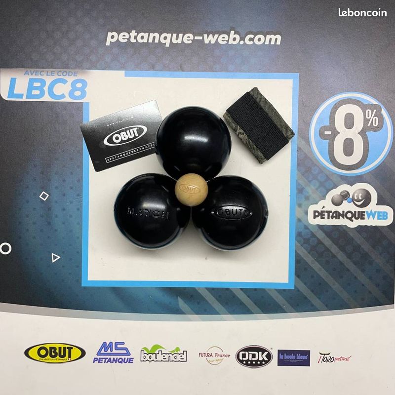 Boules De Pétanque OBUT MATCH 71mm 720gr Lisse - Set De 3 Boules + Jack + Sac - Compétition