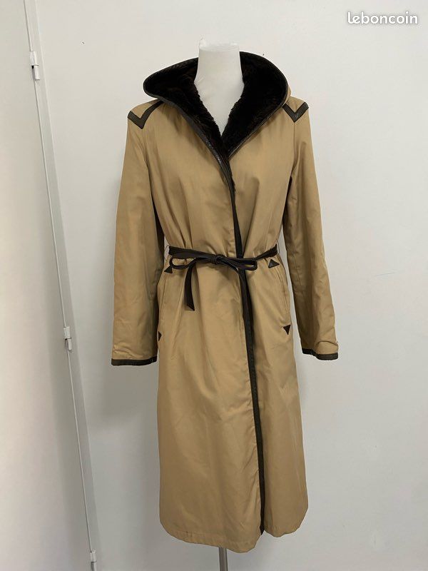 Trench camel intérieur fourrure 38-40 élégant (image 1)
