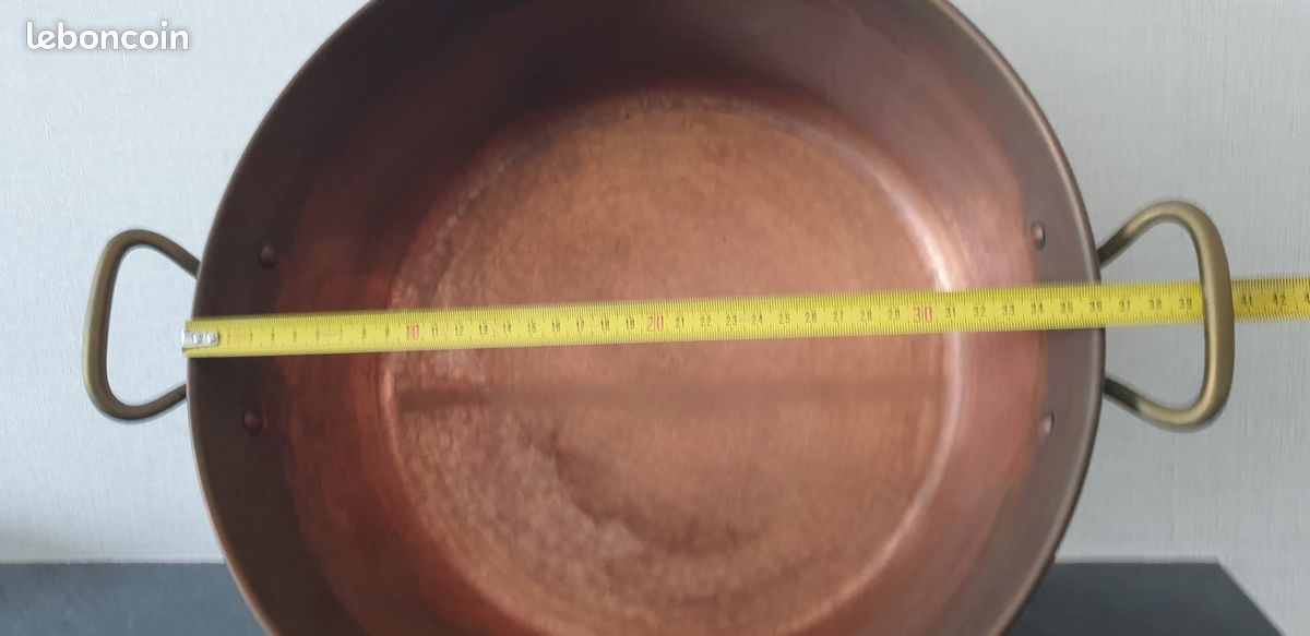 Ancienne Bassine En Cuivre – Pour Confiture Ou Gras – 37 Cm – Vintage