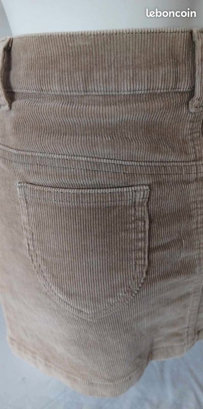 AGI-jupe30 - mini-jupe velours beige T34 ou 16 ans (image 4)