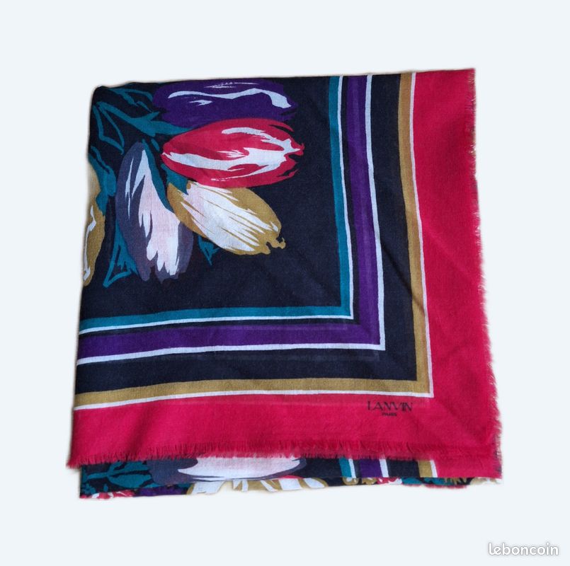 Carré Foulard Vintage LANVIN En Soie - Ancien - Dans Sa Boîte D'Origine - Occasion