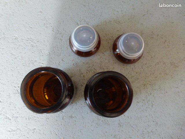✨Duo de Pots d'Apothicaire Anciens – Verre Ambré Vintage ✨ (image 5)