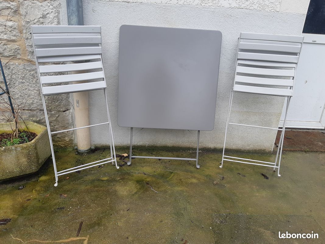 Table 2 chaises balcon terrasse fer pliante (image 2)