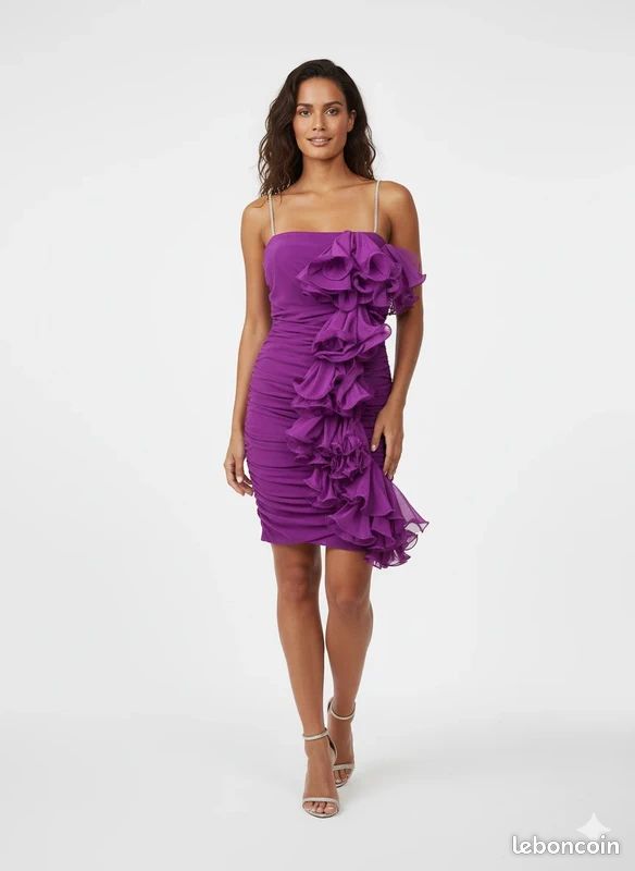 Robe élégante Violette Taille 40 Avec Strass - Comme Neuve - Portée Une Fois