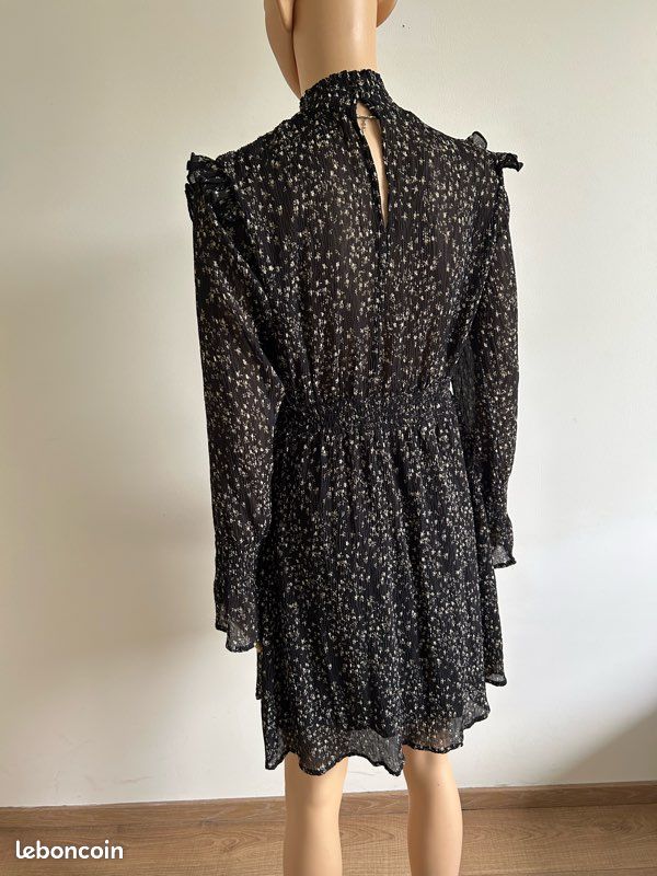 Robe noire et beige à manches longues Femme 9 taille XS jamais portée (image 8)