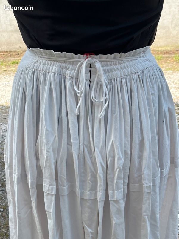 Jupon / jupe, datant du début du XXe siècle, en coton avec dentelle (image 17)