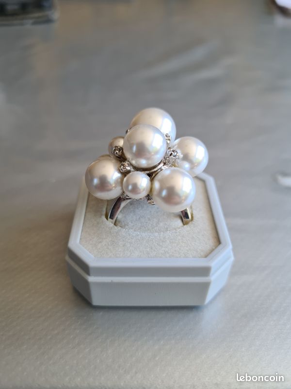 Grosse bague argent massif perles Montres Bijoux - Main Image