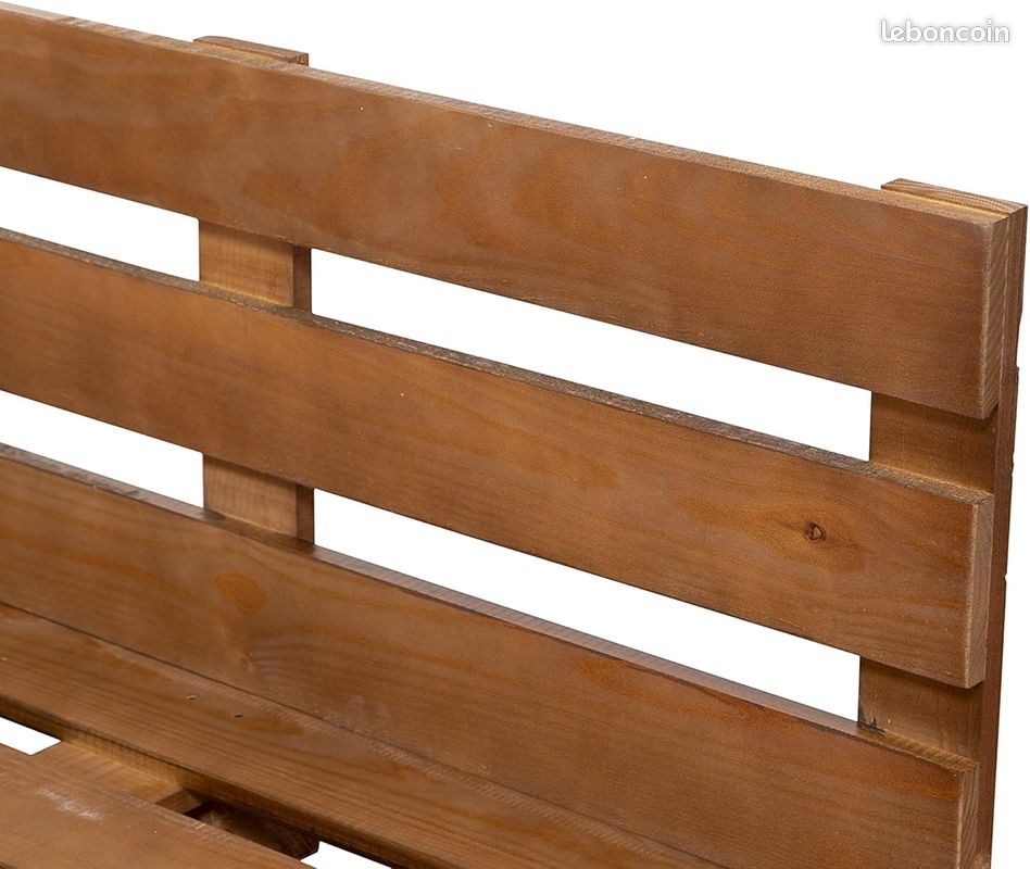 Canapé neuf façon palettes en Noyer poncées et brossées – intérieur / extérieur 120 x 60 cm (image 5)