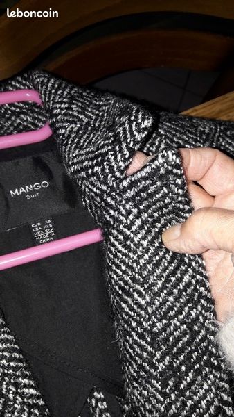 Mango Veste manteau court oversize noir gris T XS, X Vêtements