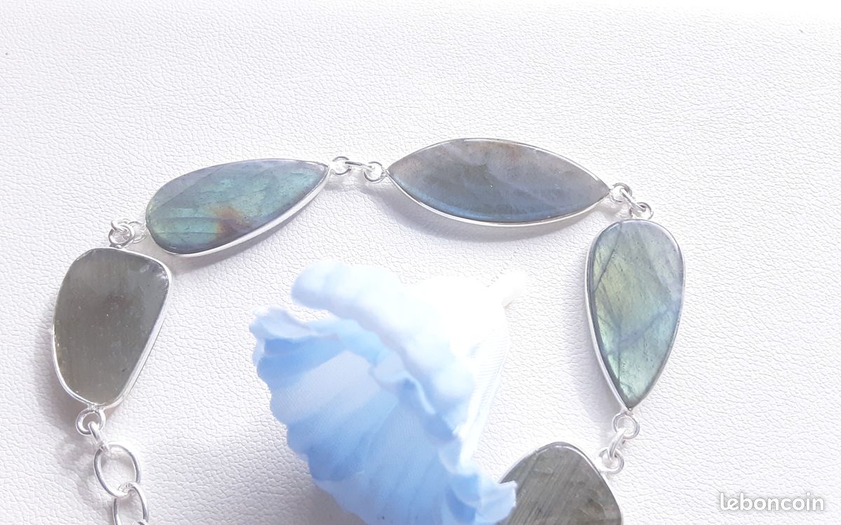 Superbe bracelet en pierre naturelle Labradorite pièce unique (image 14)