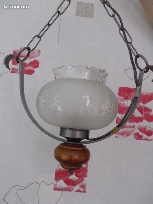 Suspension vintage, bois/fer forgé (image 3)