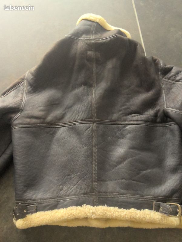 Manteau En Cuir De Mouton Shearling Pour Femme - Taille 42, Brun, Occasion Très Bon État