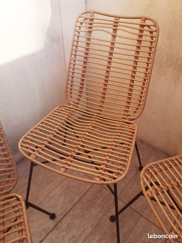 3 chaises rotin et métal (image 3)