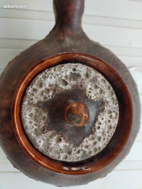 Ancienne poterie signée de Sauzelle R.L.M Chantrier Île d'Oléron émaux décoration collection vintage (image 2)
