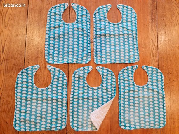 Toaren Lot de 7 bavoirs pour bébé - En coton - Unisexe - Avec bouton pression - Grand bavoir avec dos en éponge absorbant - Doux et imperméable - Pour fille et
