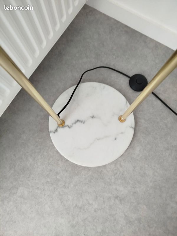 Magnifique Lampadaire Design – Velours Bleu Canard & Marbre (image 3)