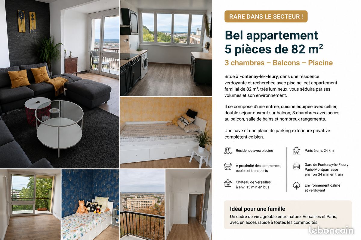 Appartement 5 pièces 84 m² · à Fontenay-le-Fleury · 84 m² · 1 440 €/mois