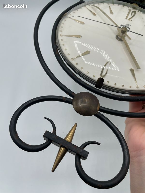 PENDULE HORLOGE FORMICA vintage - JAPY électrique - rouge - Années 60