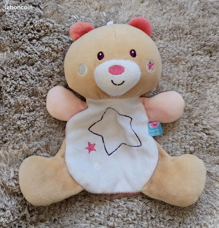 Doudou/peluche ours plat ''Sucre d'orge'' en très bon état (image 1)
