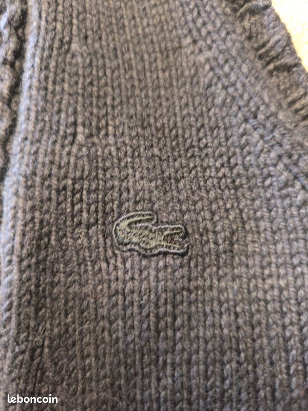 Veste sans manche - Lacoste - Logo brodé - A boutons - Taille S - Noir - Femme - Laine - Col roulé (image 4)