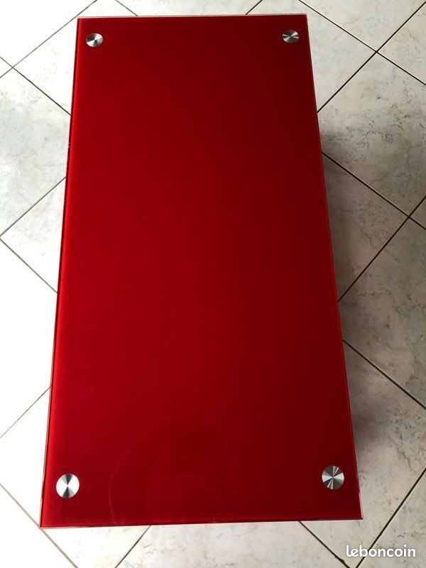 Table basse rouge en verre trempé (image 3)