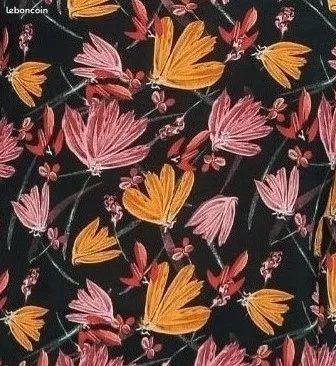 Beau top - haut blouse noir fleuri rose - terracota sans manches - T 38 - 40 - excellent état (image 4)