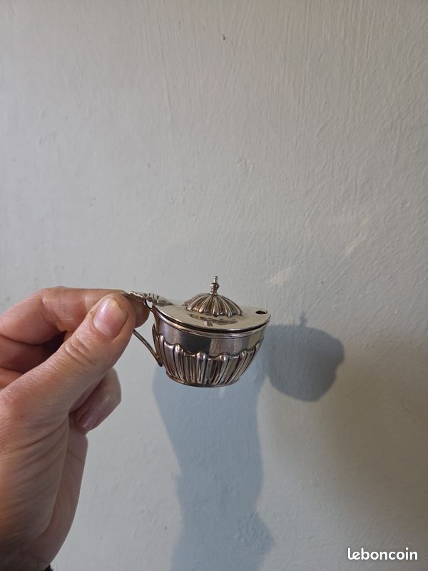 Moutardier ancien en argent sterling – Birmingham, début XXe siècle (image 1)