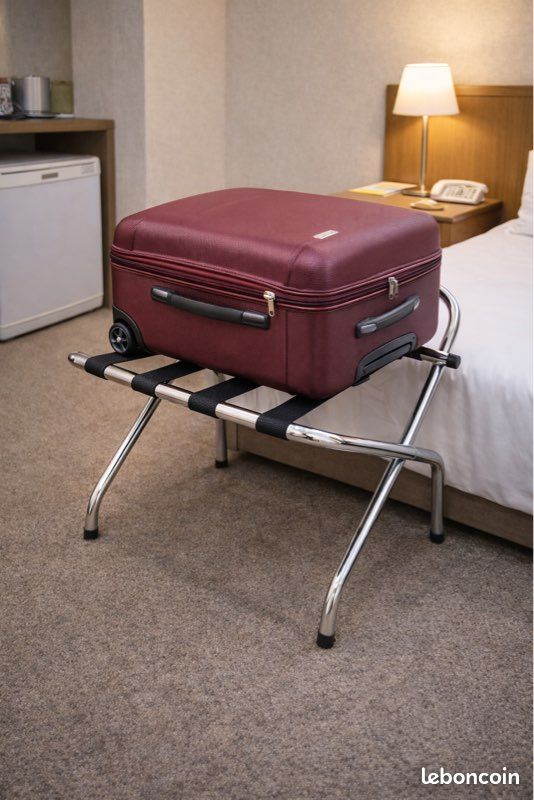 Porte Valise Porte-bagages ZStyle En Bois Wengé - Pour Chambre D'hôtel Ou B&B Meuble Rangement Pratique 360