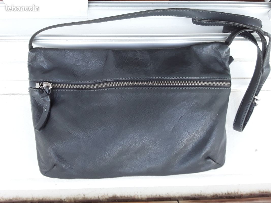 Sac bandoulière femme cuir gris American Vintage (image 2)